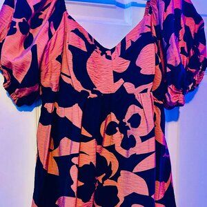 NEW W/TAGS, NINE WEST DRESS, BROWN AND BLACK PRINT, SIZE XL